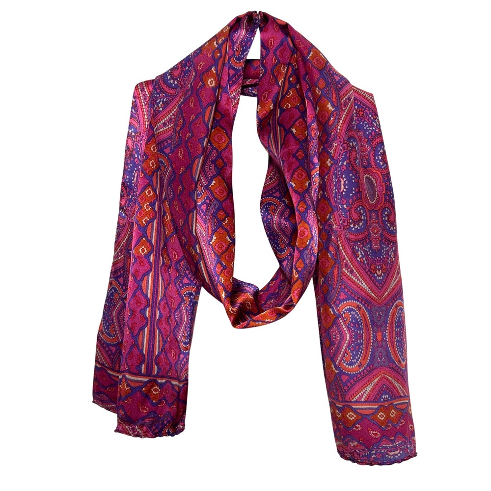 Jones New York Women's Scarf Pink Blue Orange Paisley Print Accent Accessory